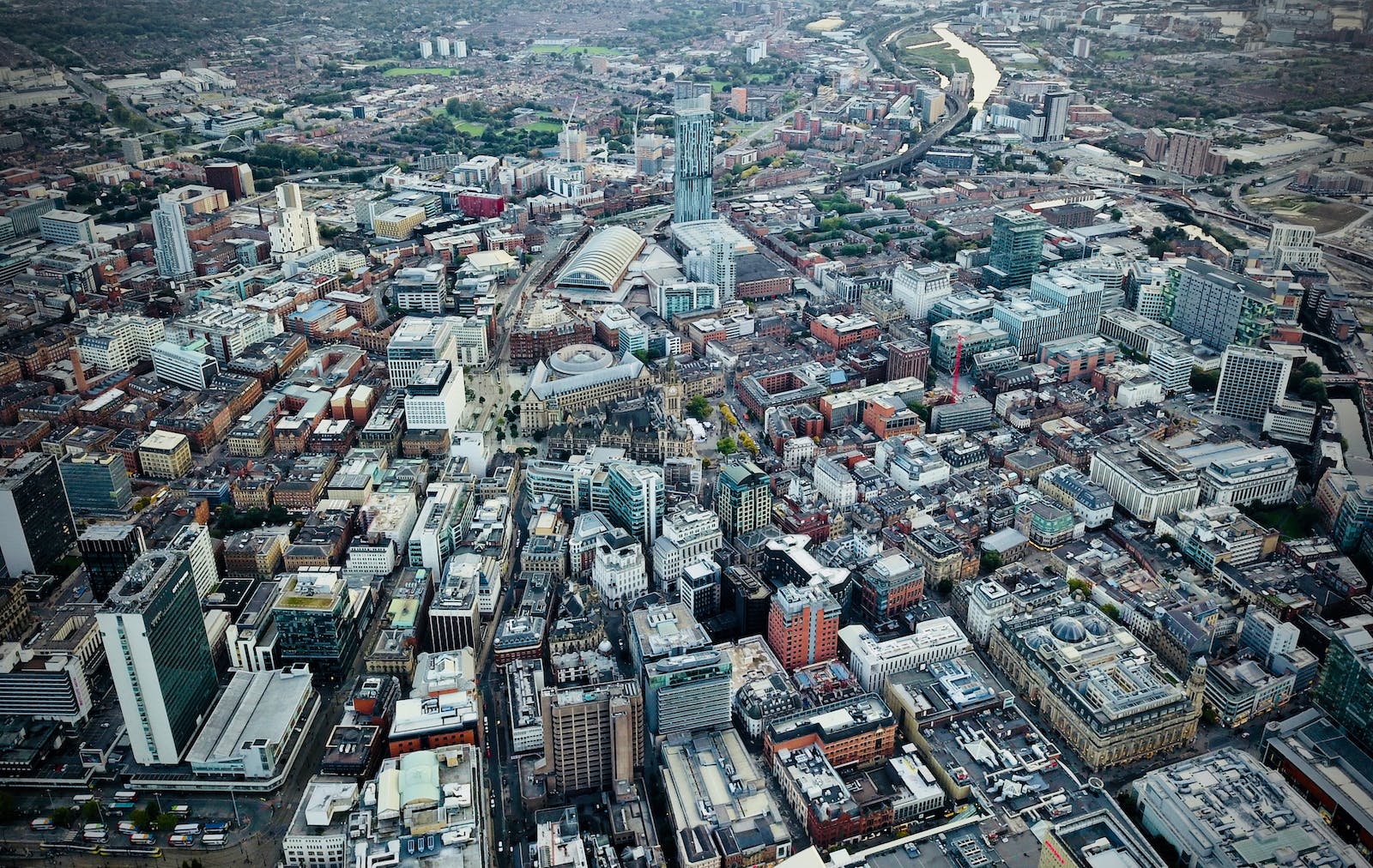 aerial shot of manchester