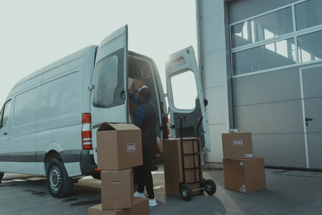 delivery driver unloading van