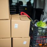 food and other parcels in delivery van