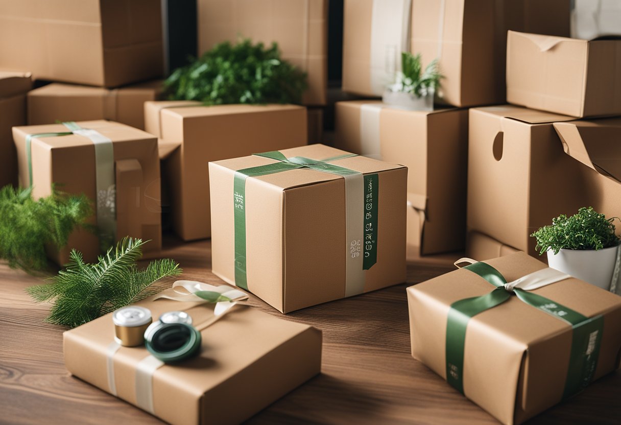 Eco-friendly packaging and materials arranged for same-day delivery