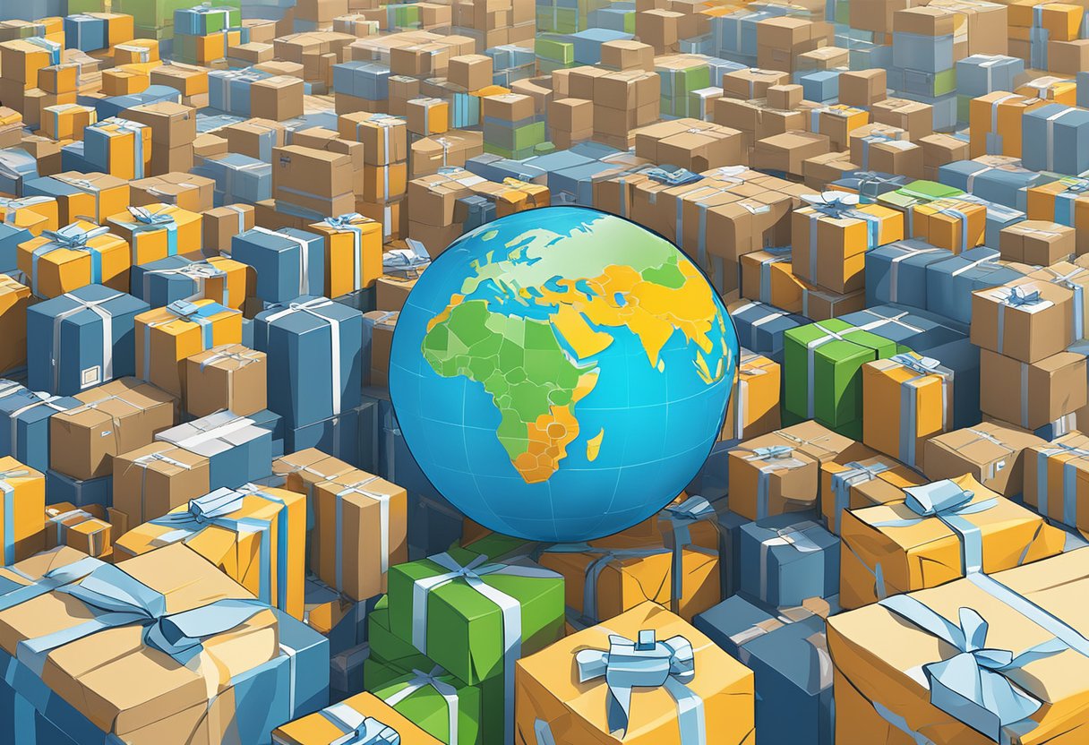 A globe surrounded by various international courier packages, symbolizing global expansion readiness