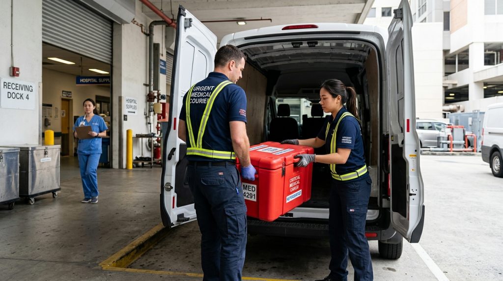 Medical couriers transporting sensitive organs