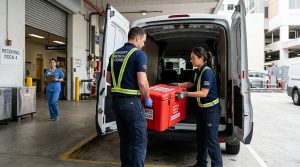Medical couriers transporting sensitive organs