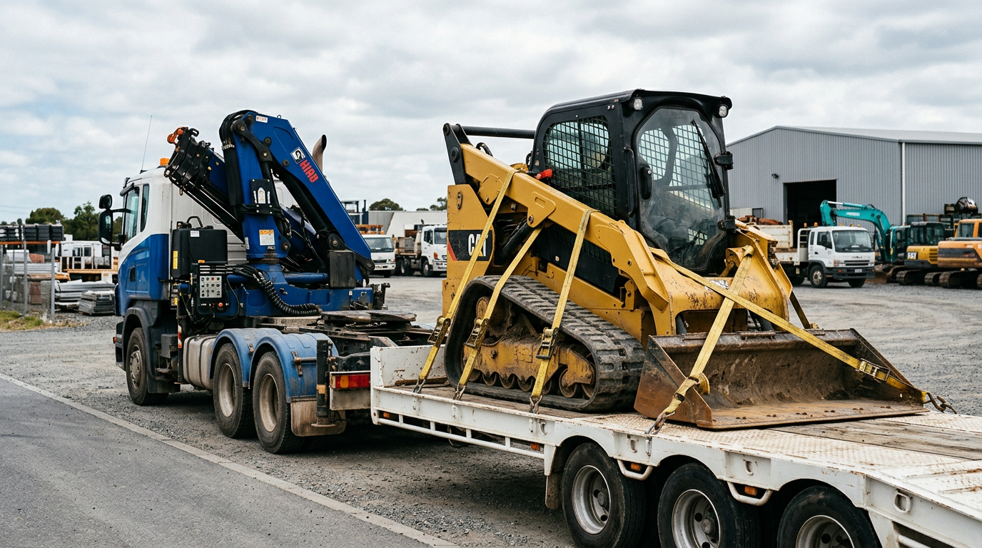 bulldozer on a truck