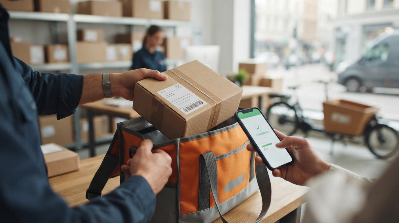 courier collecting a parcel