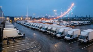 courier vans parked in a row