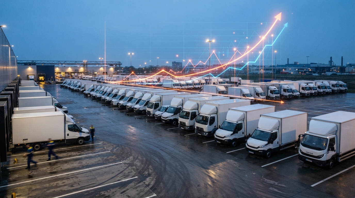 courier vans parked in a row