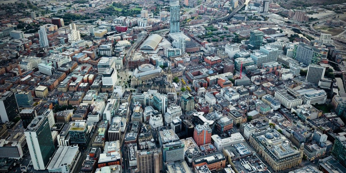 aerial shot of manchester