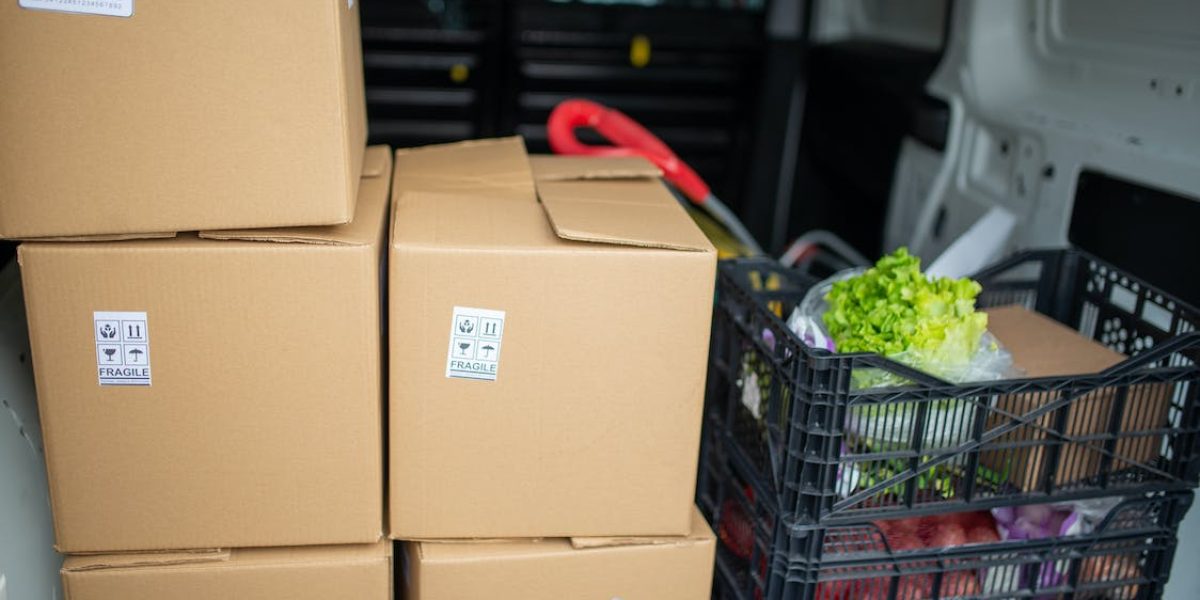 food and other parcels in delivery van